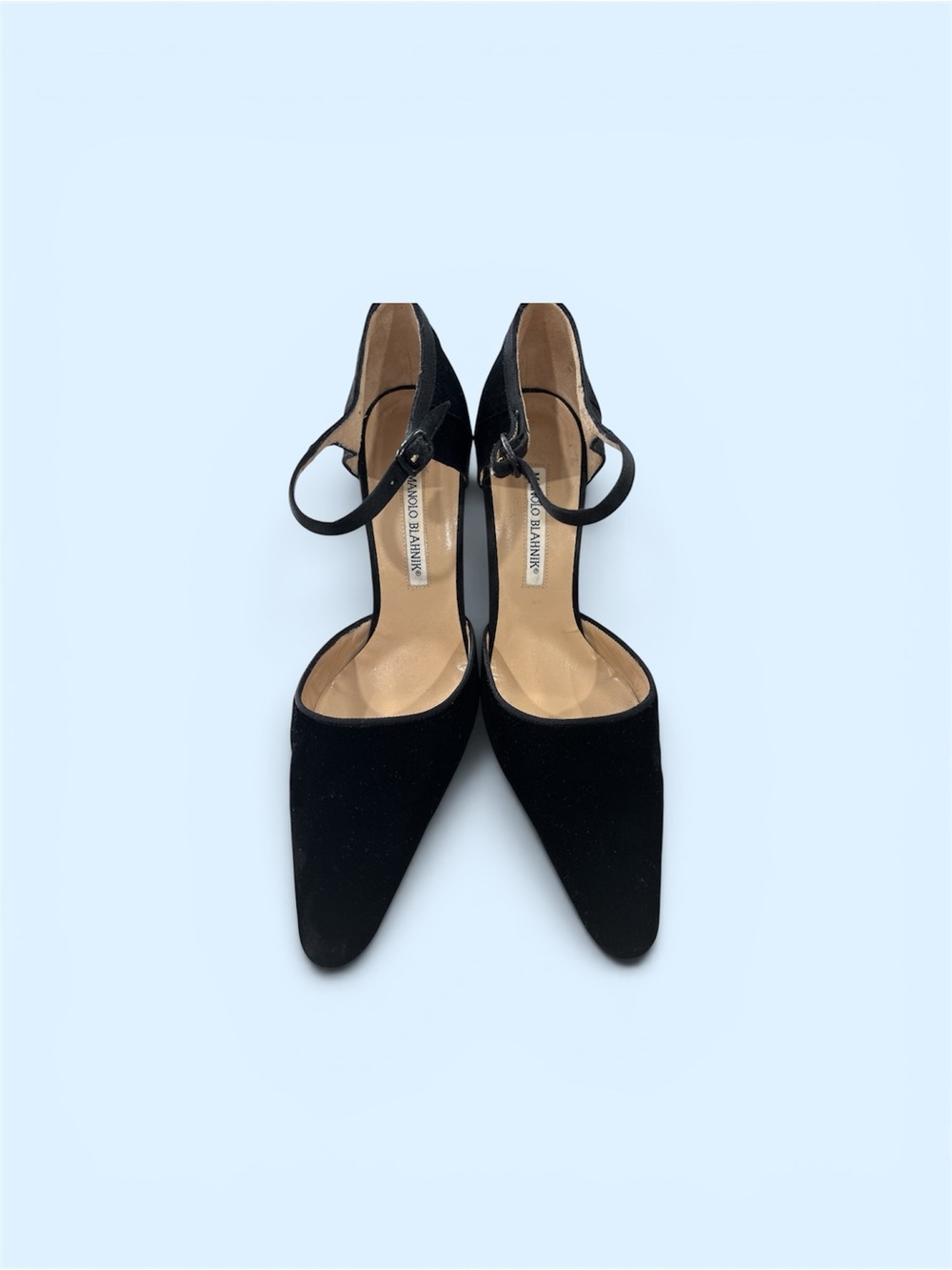 VINTAGE Manolo Blahnik Black Suede Mary Jane Pumps Heels EU 40.5 US 9.5